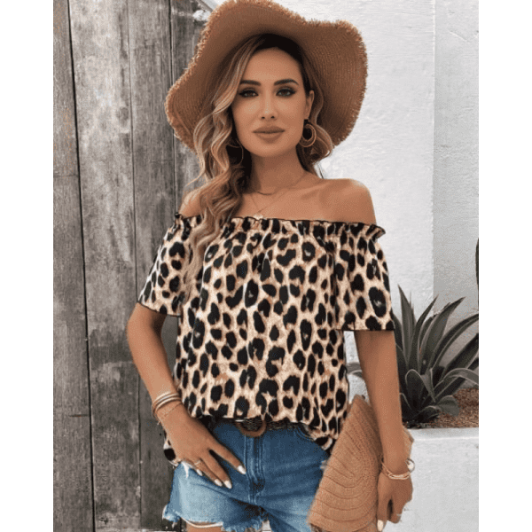 ELLA BY TAM<BR><BR>BLUSA ANIMAL PRINT S/ OMBROS