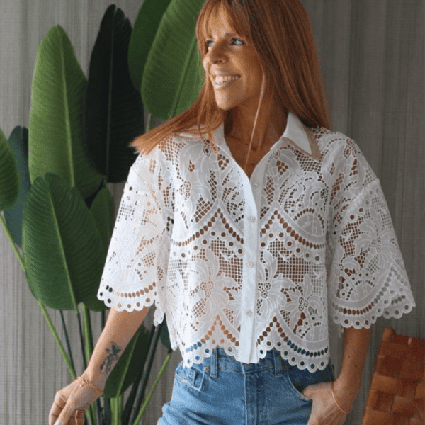 BLUSA BRANCA TRABALHADA MARIA CATITA - TAM U