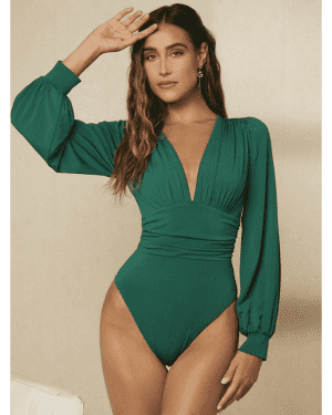 ELLA BY TAM<BR><BR> BODY VERDE ESMERALDA MANGA COMPRIDA - TAM U