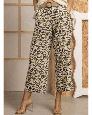 CALÇA ESTAMPADA LINHO VERDE ROBERTO BASSI