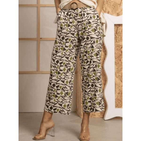 CALÇA ESTAMPADA LINHO VERDE ROBERTO BASSI