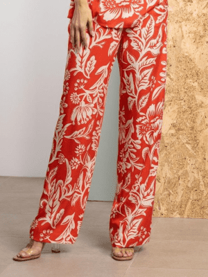 CALÇA ESTAMPADA VERMELHA ROBERTO BASSI - TAM 52