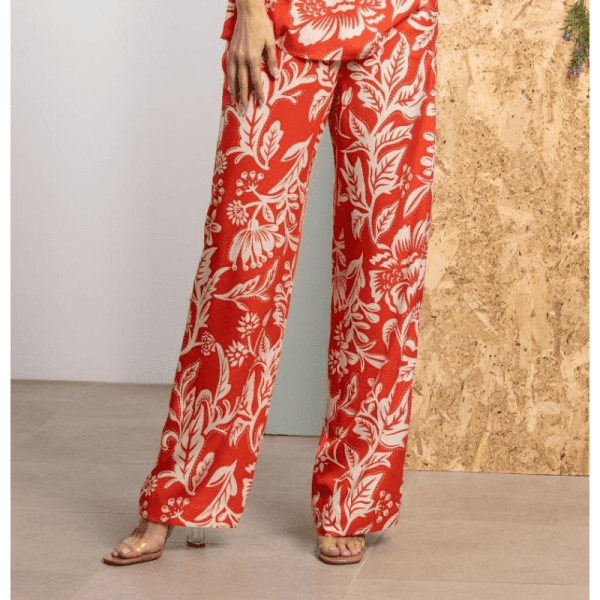 CALÇA ESTAMPADA VERMELHA ROBERTO BASSI - TAM 52