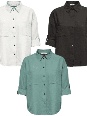 Camisa jdy – vigga ls shirt wvn dia – regular fit – verde chocolate branco