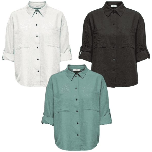 Camisa jdy – vigga ls shirt wvn dia – regular fit – verde chocolate branco