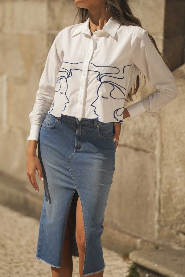 BLUSAO SARJA BRANCO COM DETALHES AZUIS BIGZONE - Image 2
