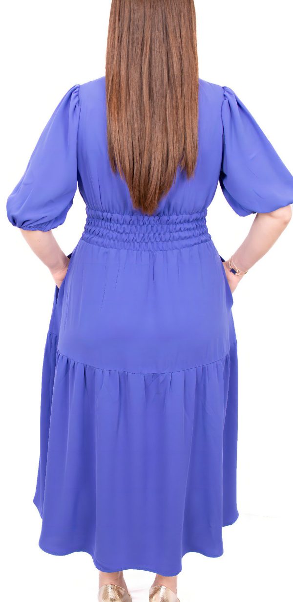 VESTIDO CINTURA ELÁSTICA - ROSA / AZUL CAFOFO - Image 3
