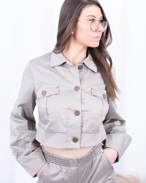 CASACO CURTO COM CONTRASTE CINZA CAFOFO - TAM L