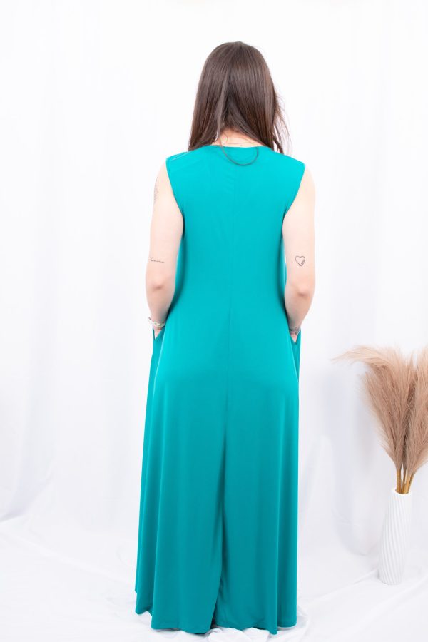 VESTIDO ÉVASÉ MALHA - AZUL ESVERDEADO / AZULÃO CAFOFO - Image 2