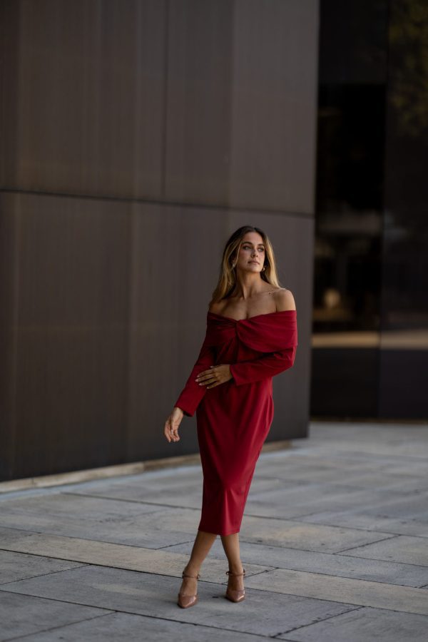 VESTIDO BORDEAUX SEM OMBROS CAFOFO - TAM S - Image 3