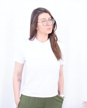 T-SHIRT BRANCA COM COLARINHO DE BABETE Q2 - TAM M