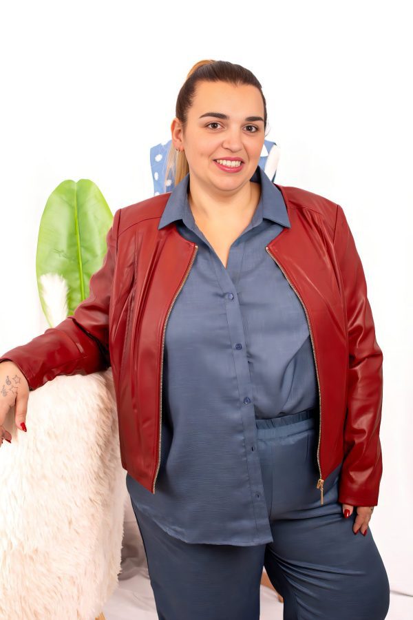 CASACO CARMAKOMA - CARECHO FAUX LEATHER JACKET OTW -  Red - Syrah