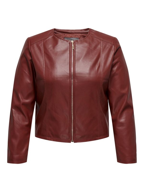CASACO CARMAKOMA - CARECHO FAUX LEATHER JACKET OTW -  Red - Syrah - Image 2