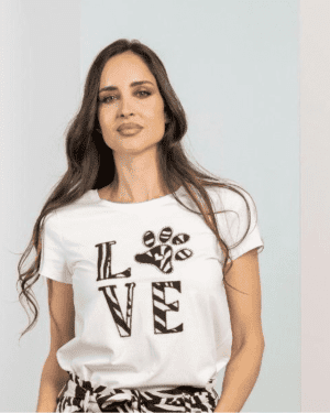 T-SHIRT BRANCA LOVE ROBERTO BASSI