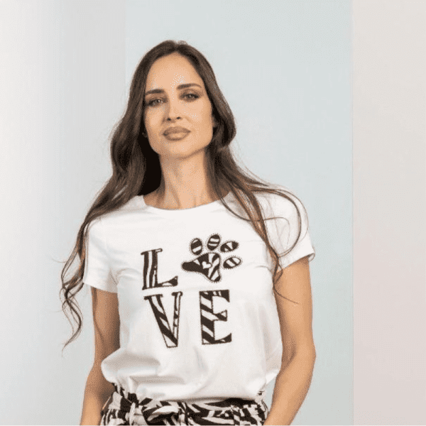 T-SHIRT BRANCA LOVE ROBERTO BASSI