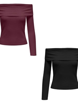 Top jdy – fransiska ls offshoulder top – regular fit – purpleblack