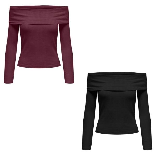 Top jdy – fransiska ls offshoulder top – regular fit – purpleblack