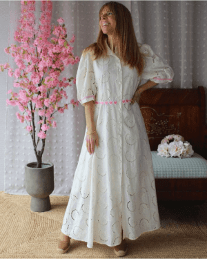 VESTIDO COMPRIDO BRANCO TRABALHADO MARIA CATITA - TAM U