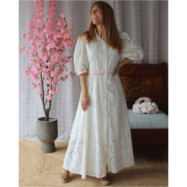 VESTIDO COMPRIDO BRANCO TRABALHADO MARIA CATITA - TAM U