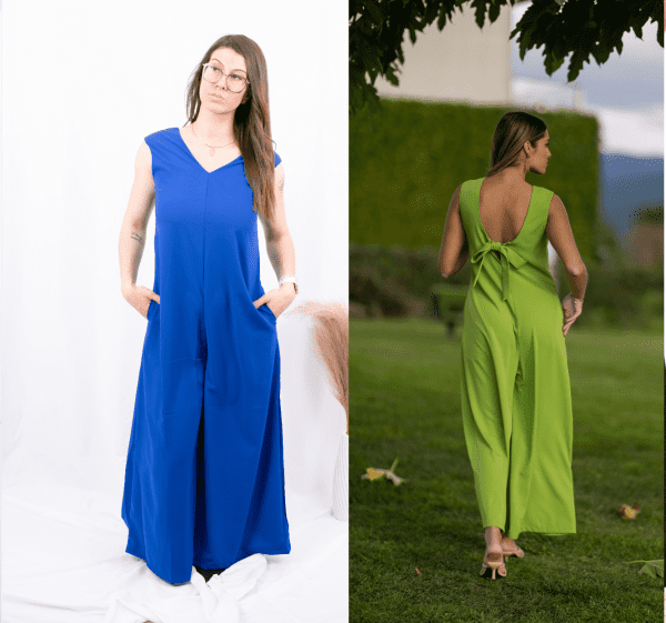 MACACÃO OVERSIZE LAÇO COSTAS - VERDE ALFACE / AZULÃO CAFOFO