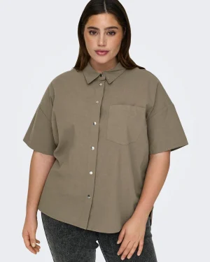 CARMAKOMA <BR><BR>CARHARLOW LIFE SHIRT - Loose Fit - COFFEE