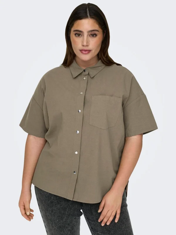 CARMAKOMA <BR><BR>CARHARLOW LIFE SHIRT - Loose Fit - COFFEE