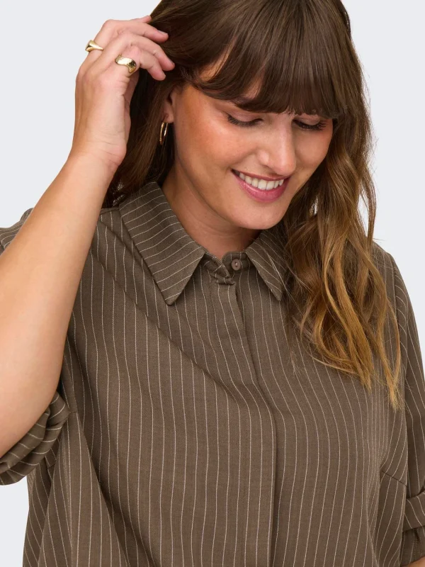 CAMISA CARMAKOMA - CARPINNY L/S LOOSE SHIRT WVN - Loose Fit - Black Coffee CLOUD DANCER - Image 5