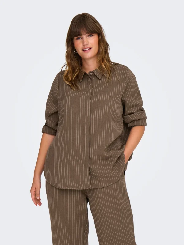 CAMISA CARMAKOMA - CARPINNY L/S LOOSE SHIRT WVN - Loose Fit - Black Coffee CLOUD DANCER - Image 3
