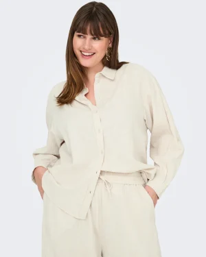 CARMAKOMA <BR><BR> CARTIZANA COTTON SHIRT - Regular Fit - PUMICE STONE