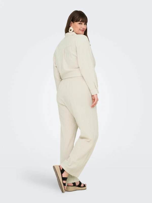 CARMAKOMA <BR><BR>CARTIZANA COTTON LOOSE PANTS - Regular Fit - PUMICE STONE - Image 4