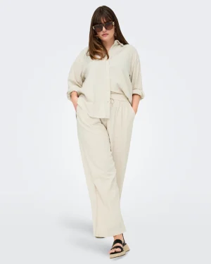 CARMAKOMA <BR><BR>CARTIZANA COTTON LOOSE PANTS - Regular Fit - PUMICE STONE