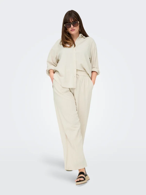 CARMAKOMA <BR><BR>CARTIZANA COTTON LOOSE PANTS - Regular Fit - PUMICE STONE