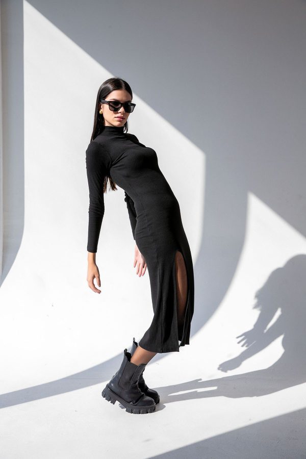VESTIDO STRETCH MEIA GOLA C/ MANGA PRETO ELLA BY TAM - Image 3