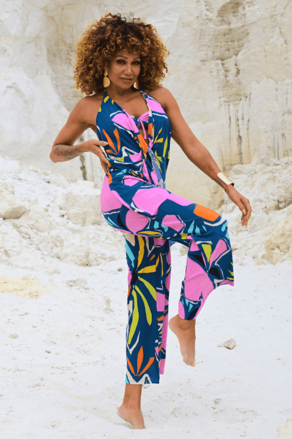 MACACÃO ESTAMPADO AZULÃO E ROSA TROPICAL BRASIL - TAM U - Image 2