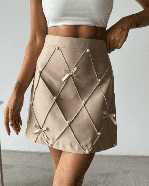 MINI SAIA C/ PÉROLAS BEGE ELLA BY TAM