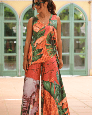 CALÇA LYCRA FUNDO LARANJA TROPICAL BRASIL - TAM U