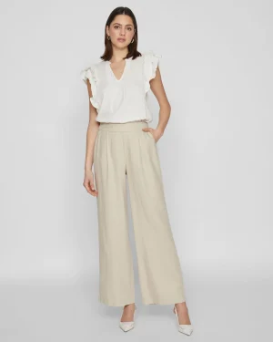 VILA <BR><BR> VIJOLANDA HW BLEND PANTS - LINHO CRU