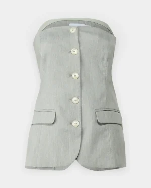 VILA <BR><BR> VIKAMI STRAPLESS VEST - Regular Fit / GREEN GREY