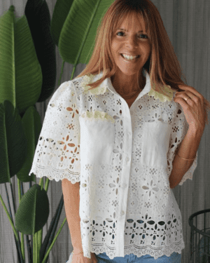 BLUSA AMARELO MANTEIGA C/ TOP INCLUIDO MARIA CATITA - TAM U