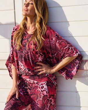 BLUSA LYCRA ROSA E PRETO TROPICAL BRASIL - TAM U