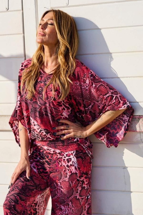 BLUSA LYCRA ROSA E PRETO TROPICAL BRASIL - TAM U