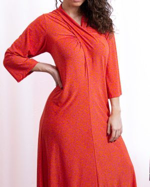 VESTIDO LARANJA E ROSA TROPICAL BRASIL