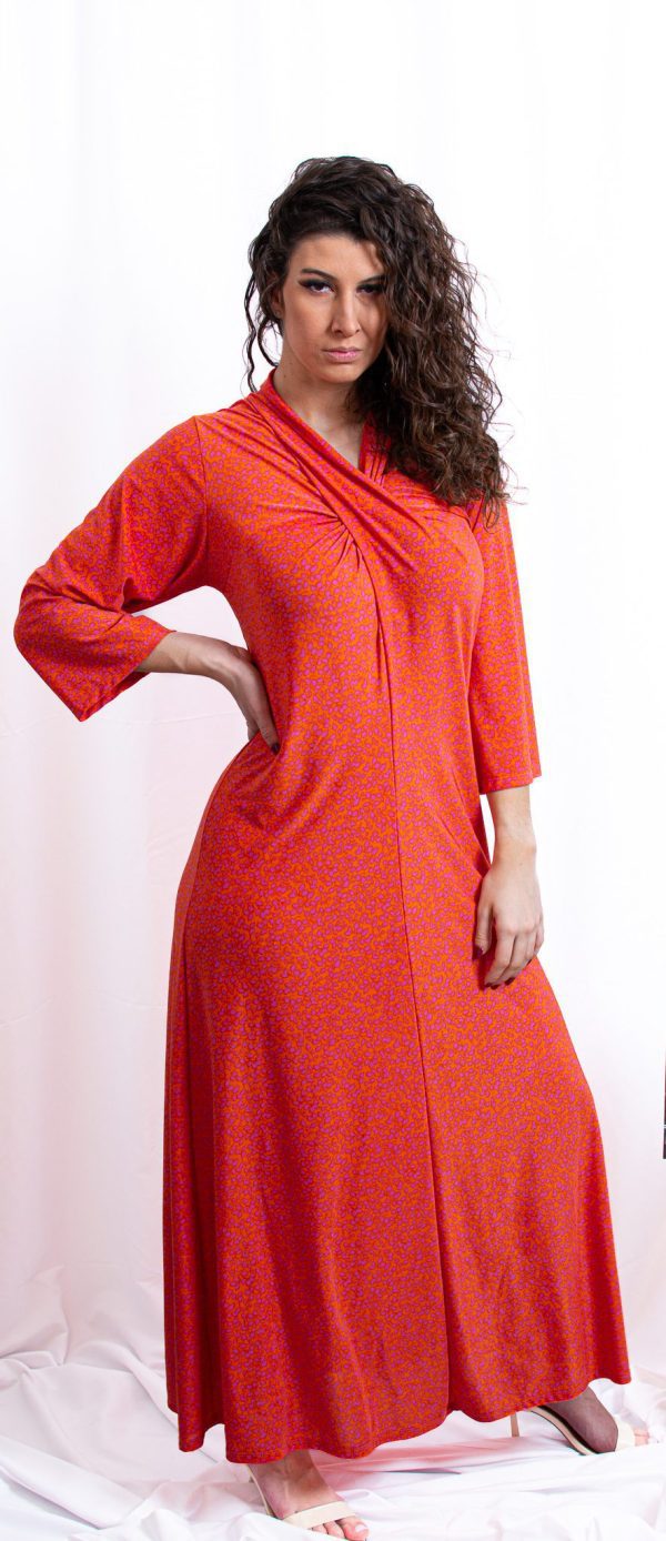 VESTIDO LARANJA E ROSA TROPICAL BRASIL - TAM U