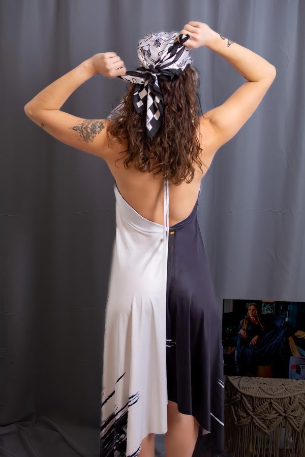 VESTIDO PRETO E BRANCO SEM COSTAS TROPICAL BRASIL - TAM U - Image 3