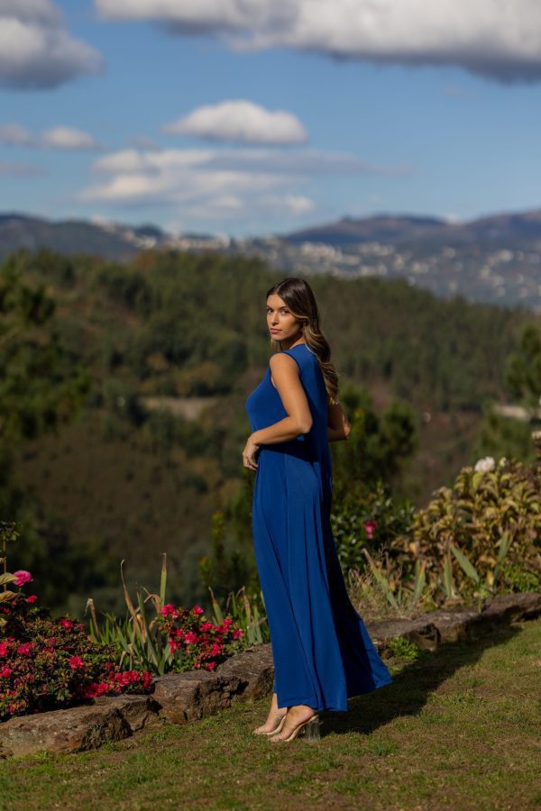 VESTIDO ÉVASÉ MALHA - AZUL ESVERDEADO / AZULÃO CAFOFO - Image 5
