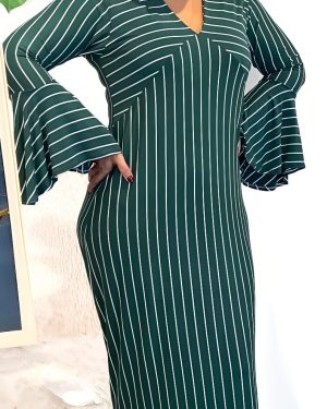 VESTIDO VERDE C/ RISCAS BRANCAS TROPICAL BRASIL - TAM U