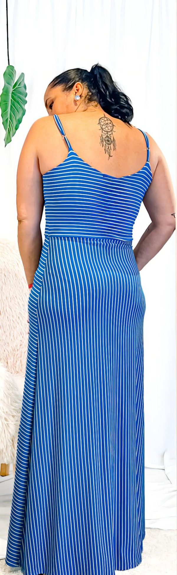 VESTIDO AZULÃO COM RISCAS AMARELAS TROPICAL BRASIL - TAM U - Image 2