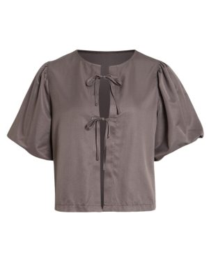 VILA <BR><BR> BLUSA VISELVA TIE DETAIL - GREY
