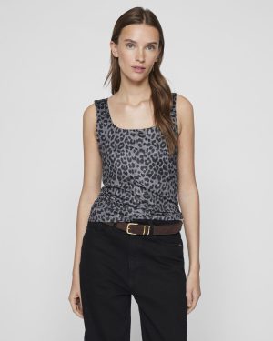 VILA <BR><BR>VIKENZA AOP U-NECK TANK TOP  - ANIMAL PRINT