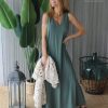 VESTIDO COMPRIDO VERDE E RENDA MARIA CATITA - TAM U